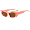 Fashionable pink cat-eye sunglasses with brown lenses and golden cone rivet accents - Pink Frame Tea Lens