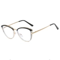 Occhiali cat eye con stanghette in metallo nero e oro e lenti anti-luce blu protettive - Montatura nero lucido