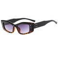 Retro small frame sunglasses with black and tortoise shell finish and purple lenses - Black Tortoise Frame Gradient Gray Lens