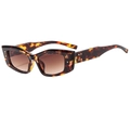 Retro rectangle sunglasses with tortoise shell frames and brown gradient lenses - Leopard Frame Gradient Tea Lens