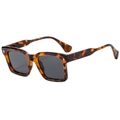 Vintage oversized square sunglasses in tortoiseshell frame with grey lenses and gold rivets - Tortoiseshell Frame Black Grey Lens