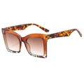 Modern oversized square sunglasses featuring tortoise pattern frames and brown gradient lenses - Tea Frame Gradient Tea Lens