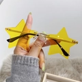 Fashionable rimless star-shaped sunglasses with yellow lenses and metallic frame - Gold Frame Yellow Lenses