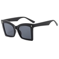 Fashion oversized square black sunglasses with dark grey lenses and gold metal accents - Black Frame Black Grey Lens