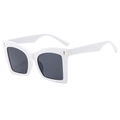 Modern white square oversized sunglasses with dark grey lenses and gold accents - White Frame Dark Grey Lens