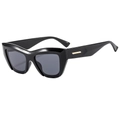 Gafas de sol cat eye gruesas vintage negras con detalles dorados en las patillas - Montura Negra Lentes Gris Negro