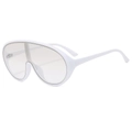 Mode oversized zonnebril met wit montuur en lichtgekleurde futuristische shield-lenzen - Wit Frame Verloop Spiegel Lenzen
