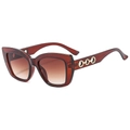 Gafas de sol cat eye con montura marrón translúcida y patillas doradas huecas - Montura Té Lente Té