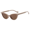 Trendy cat-eye sunglasses with light brown frame and gold metal letter B decoration - Coffee Frame Tea Lens