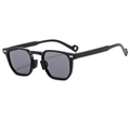 Classic black square frame sunglasses with grey lenses and silver metal rivet accents - Black Frame Black Grey Lens