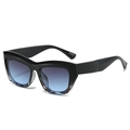 Fashionable square cat eye sunglasses with black thick frames and blue gradient lenses - Black Frame Grey Blue Lens