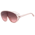 Modieuze shield zonnebril in transparant lichtroze met glazen met kleurverloop - Roze Frame Bruin Roze Lenzen