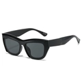 Fashionable square cat-eye sunglasses with thick black frames and dark grey lenses - Black Frame Black Grey Lens