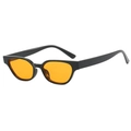 Retro-Sonnenbrille mit dickem schwarzem Rahmen und leuchtend orangen Gläsern - Schwarzer Rahmen Orangegelbe Gläser