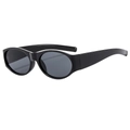 Lunettes de soleil rétro à monture ovale noire avec verres gris et style minimaliste - Monture Noire Verres Noir Gris