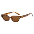 Retro-Sonnenbrille mit Schildpatt-Muster, braunen Gläsern und Metallscharnieren - Leoparden-Rahmen / Teebraune Gläser