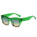 Green and tortoise shell square cat eye sunglasses with blue yellow gradient lenses - Green Frame Green Tea Lens