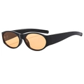 Lunettes de soleil ovales rétro avec monture noire épaisse et verres ambrés - Monture Noire Verres Jaunes