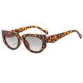 Retro square cat-eye sunglasses with tortoiseshell frames and light grey lenses - Demi Frame Gradient Green Lens