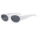 Lunettes de soleil ovales rétro avec monture en plastique blanc et verres foncés au style épuré - Monture Blanche Verres Gris Foncé