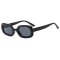Retro thick-frame square sunglasses with glossy black resin finish and dark lenses - Black Frame Black Grey Lens
