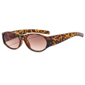 Vintage oval sunglasses with stylish leopard print frame and brown lenses - Demi Frame Gradient Tea Lens