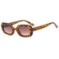 Fashion square tortoise shell sunglasses with retro brown gradient lenses for women - Leopard Frame Gradient Tea Lens