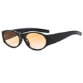 Retro oval sunglasses in black glossy frame with unique orange gradient lenses - Black Frame Gradient Orange Lens