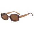 Fashionable square tortoise brown sunglasses with translucent frame and tinted lenses - Dark Tea Frame Tea Lens