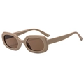 Square khaki tortoiseshell sunglasses with brown lenses and retro chunky frame design - Coffee Frame Tea Lens