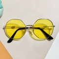 Occhiali da sole retrò bambini ottagonali lenti gialle montatura in metallo dorato chic - Montatura Dorata Lenti Gialle