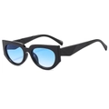 Chic black cat-eye sunglasses featuring stylish light blue gradient lenses for women - Black Frame Gradient Blue Lens