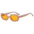 Square orange sunglasses with houndstooth patterned frames and bright tinted lenses - Stripe Frame Orange Yellow Lens