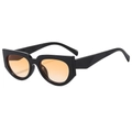 Fashionable square cat-eye sunglasses with black frame and gradient orange lenses - Black Frame Gradient Orange Lens