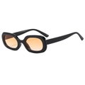 Retro black thick frame sunglasses with orange translucent lenses and square design - Black Frame Gradient Orange Lens