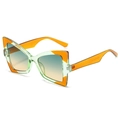 Fashion butterfly cat eye sunglasses with green jelly frame and orange contrast details - Orange Green Frame Green Tea Lens