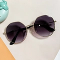 Occhiali da sole ottagonali per bambini con lenti viola sfumate e montatura in metallo - Montatura Oro Grigio Sfumato