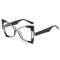 Fashionable butterfly cat-eye sunglasses featuring black and transparent grey contrast frames - Black Grey Frame Clear Lens