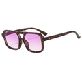Retro square sunglasses with tortoise frame, double bridge and purple gradient lenses - Tortoise Frame Gradient Purple Lens