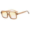 Chic amber square aviator sunglasses with double bridge and gradient lenses - Tea Frame Gradient Yellow Lens