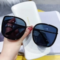 Retro oversized square sunglasses with black frame and golden metal legs in a white case - Oversized Square Style (With Case) / Black Frame Black Grey Lens