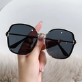 Fashionable oversized gold metal frame sunglasses with black lenses and wavy edges - Black Gray