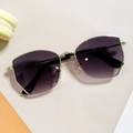 Lunettes de soleil géométriques pour enfants avec verres dégradés violets et métal - Cadre Doré Gris Dégradé