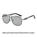 Classic aviator sunglasses with black gold frames and photochromic grey lenses - Black Gold Frame Photochromic Lens