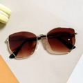 Kids hexagonal sunglasses with gold metal frame and brown gradient lenses - Gold Frame Gradient Tea