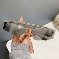 Lunettes de soleil Y2K punk sans monture avec verres gris et strass doubles - Monture Argentée Verre Miroir Argenté