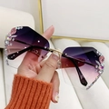 Gafas de sol sin montura con lentes degradadas moradas y brillantes piedras de strass - Marco Dorado Púrpura Degradado
