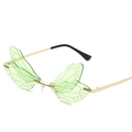 Frameless dragonfly wing sunglasses with light green gradient lenses and gold metal frame - Green