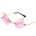 Gafas de sol sin montura con forma de ala de libélula y cristales degradados rosa y violeta - Rosa Púrpura