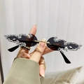 Occhiali da sole a fiamma senza montatura con lenti nere e strass luccicanti - Montatura Oro Nero Grigio